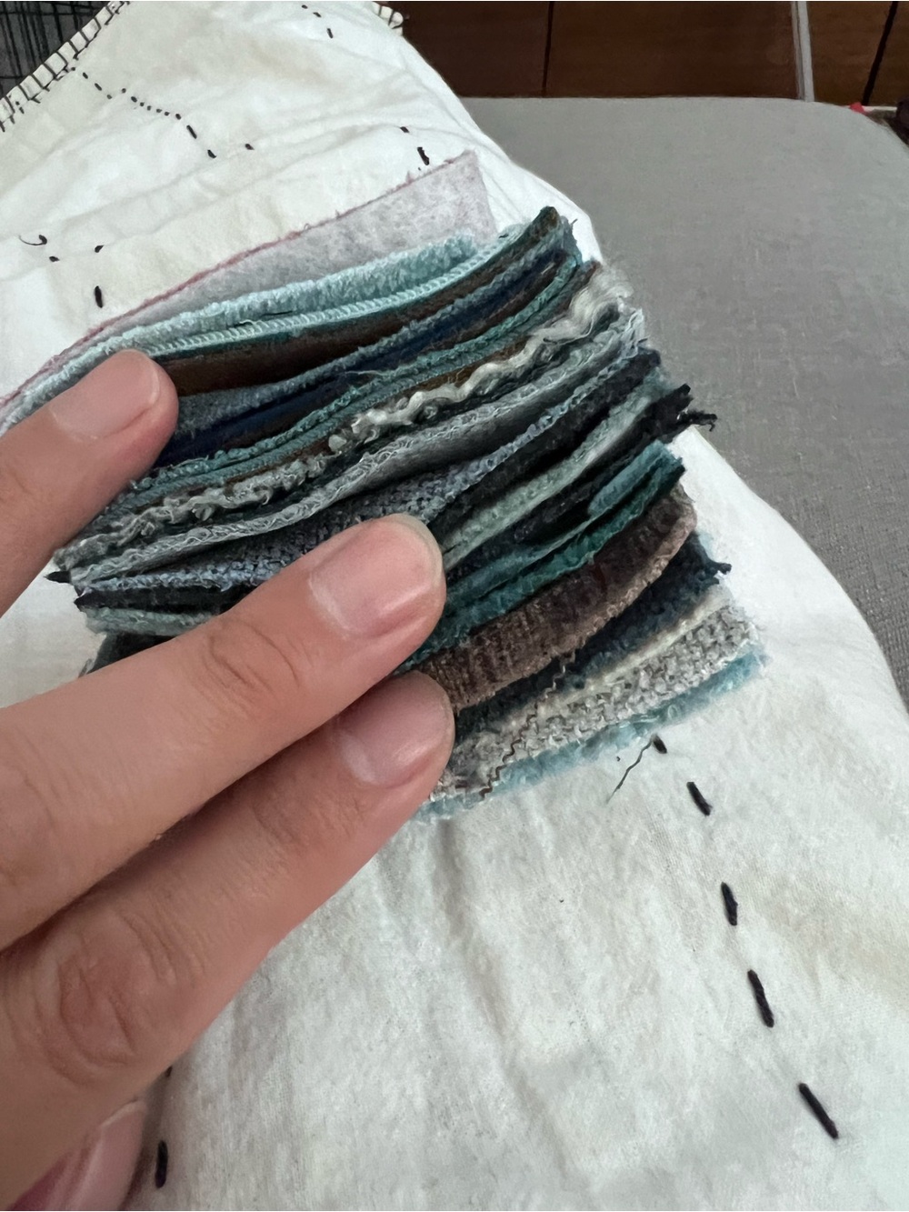 Mixed Crafting Fabric Swatches & Textures | Blue Teal & Gray Tones Bundle 20 3x3